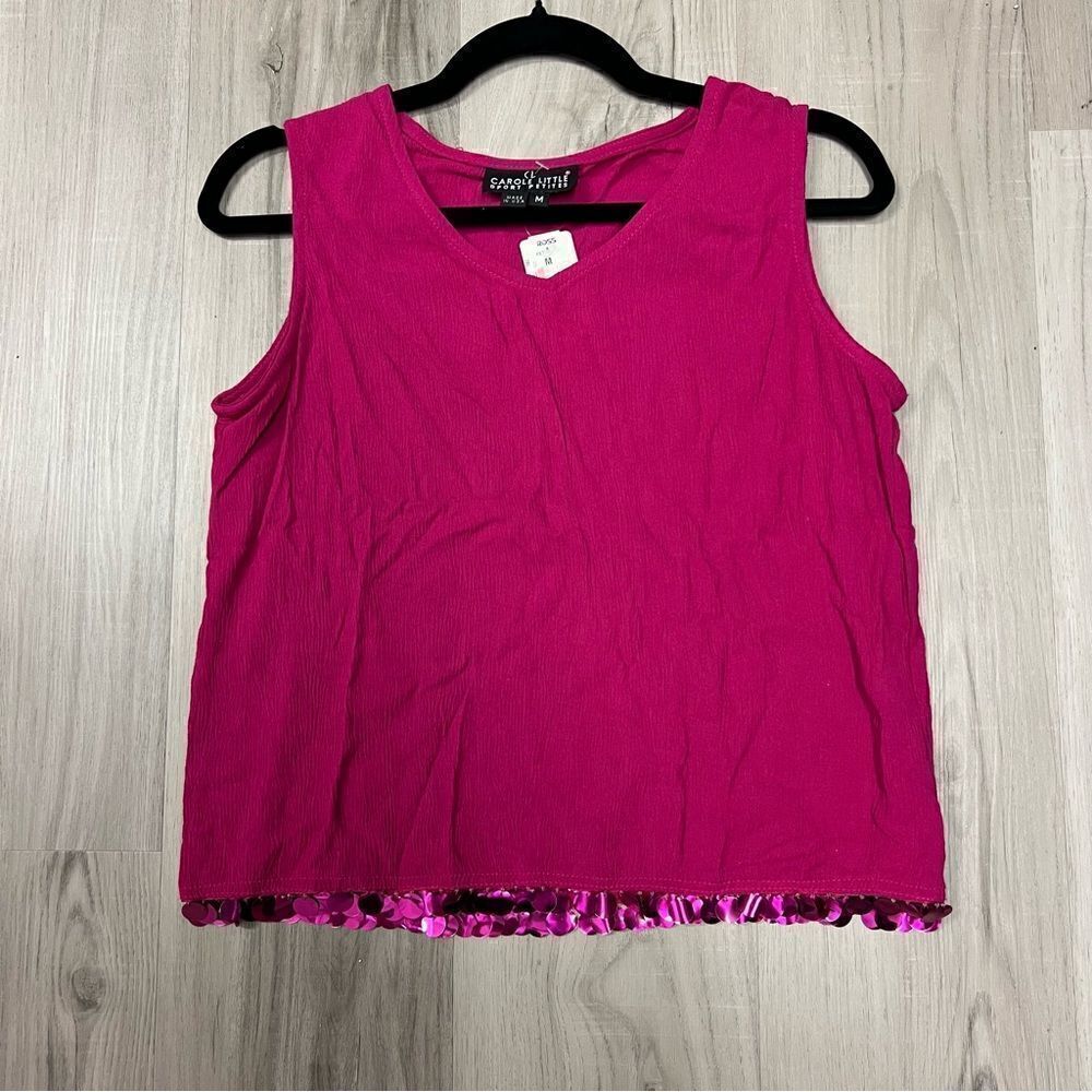 Carol Little Sport hot pink tank with sequins sz M petites Tandoori Star